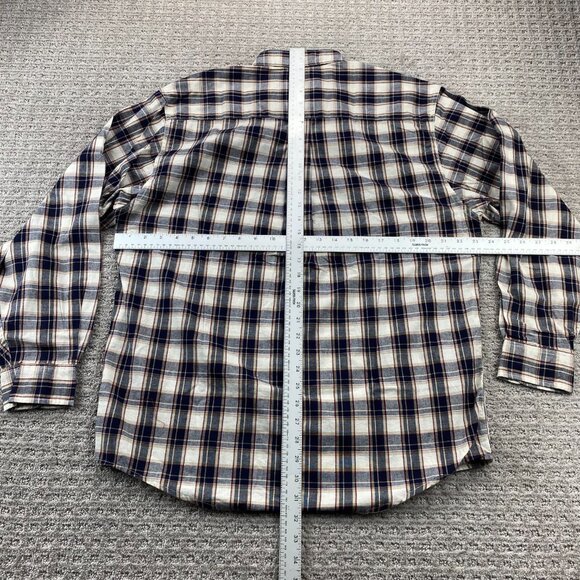 New Eddie Bauer Plaid Shirt Men Small S MBRY Brown Cream Button Down Polo NWT - Picture 8 of 10